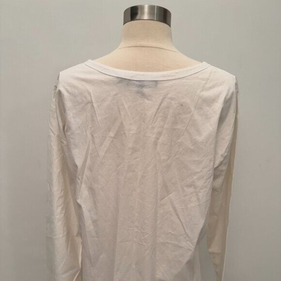 Theory Serah Long Sleeve Knotted Hem Top White, Size Large - Picture 4 of 6